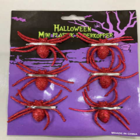 MINI ARANHAS DECORATIVAS GLITTER VERMELHO HALLOWEEN C/6 - 01 UNIDADE