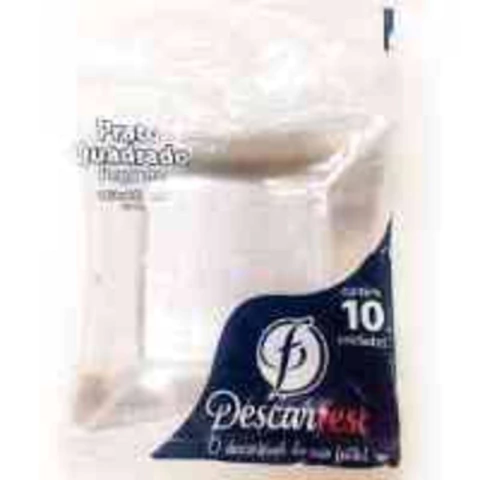 PRATO QUADRADO PEQUENO CRISTAL TRANSLÚCIDO COM 10 UNIDADES - 01 UNIDADE