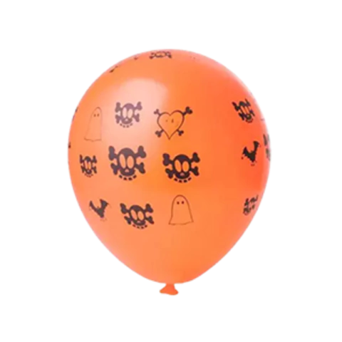 BALÃO REDONDO DE LÁTEX ESTAMPADO HALLOWEEN LISO LARANJA C/25 11"(APROX.28CM) - 01 UNIDADE