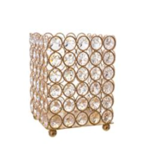 VASO QUADRADO PEDRARIA 8,5CM DOURADO - 01 UNIDADE