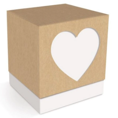 CAIXA CUBO C/ LUVA CORAÇÃO BRANCO FELIZES PARA SEMPRE