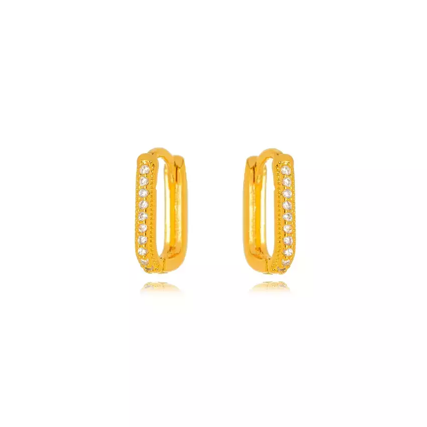 Brinco Semijoia Argola Micro Zircônia - Ouro