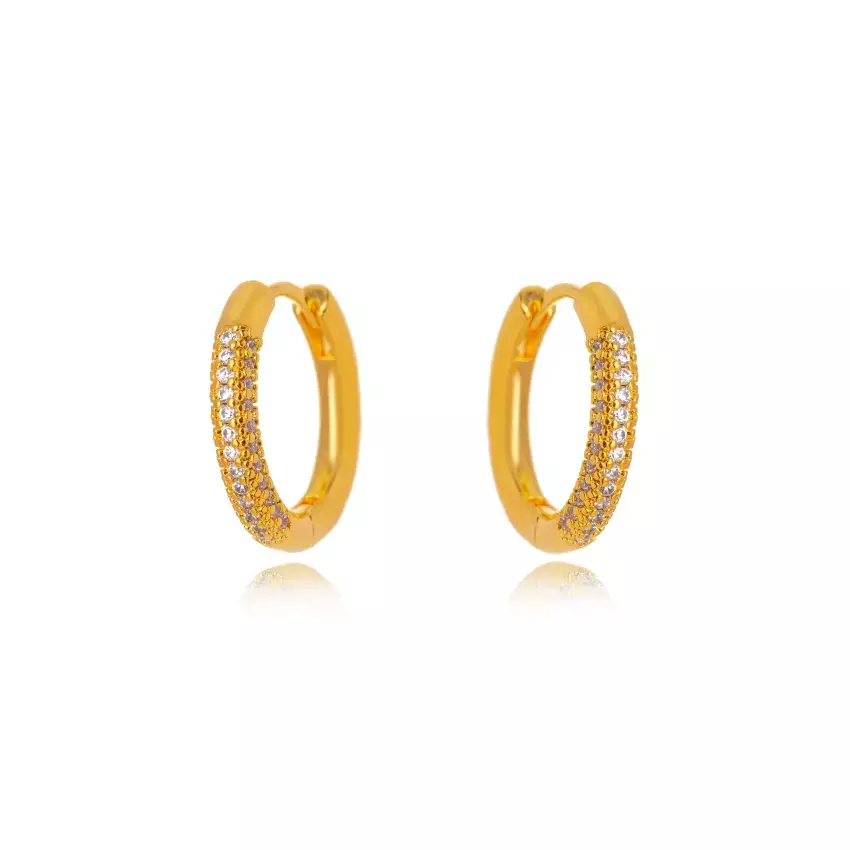 Brinco Semijoia Argola Micro Zircônia - Ouro