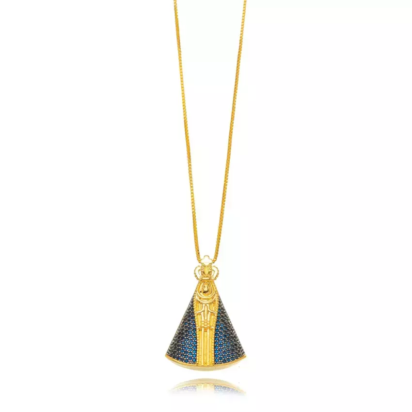 Colar Semijoia Nossa Senhora Micro Zircônia