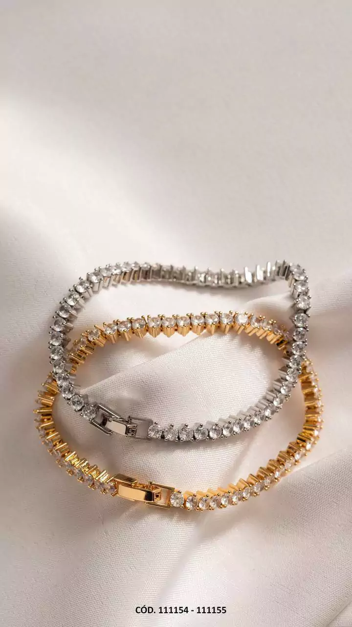 Pulseira Riviera em Banho de Ouro Amarelo de 18K e Ródio Branco