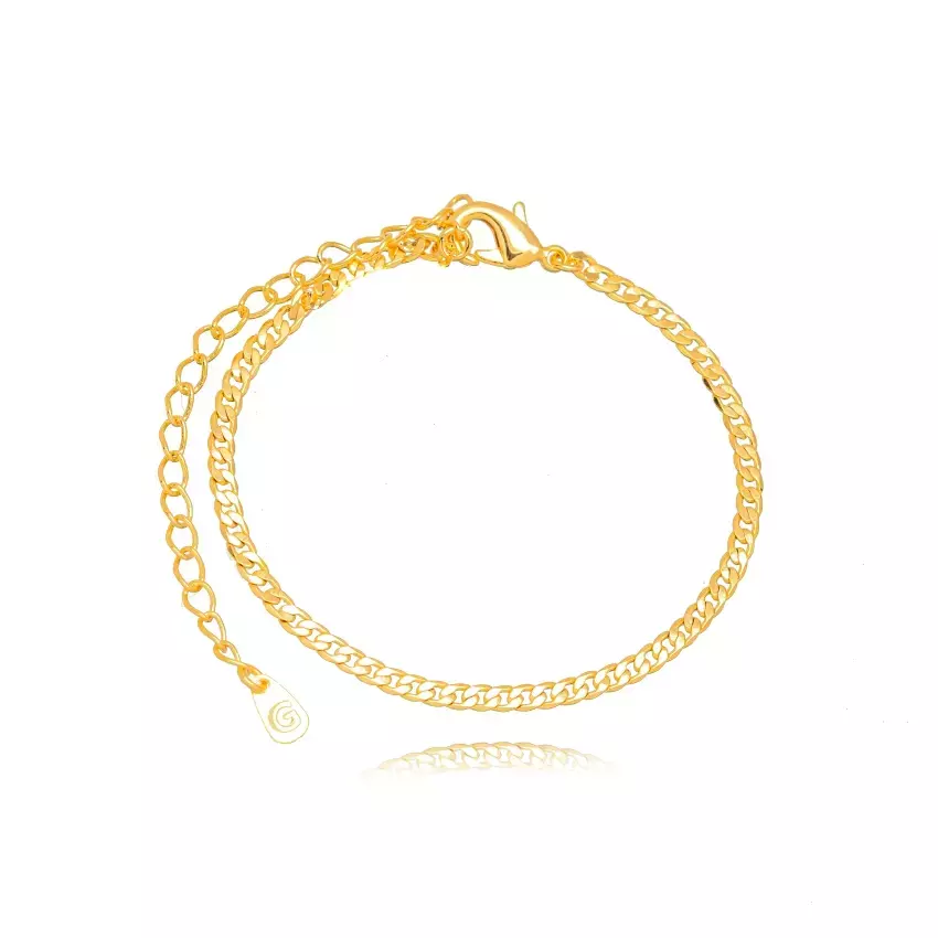 Pulseira Elos Lisos em Banho de Ouro Amarelo de 18K