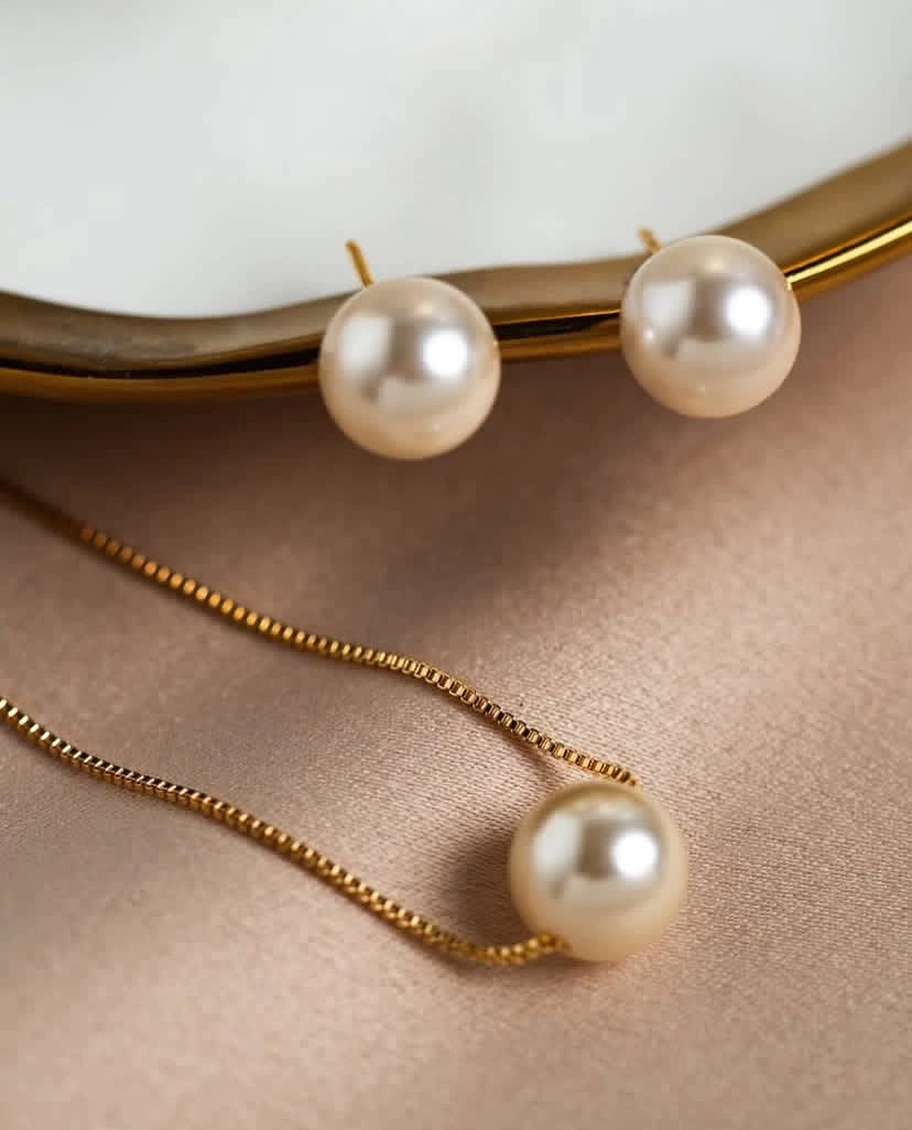 Conjunto Semijoia Pérolas Grandes