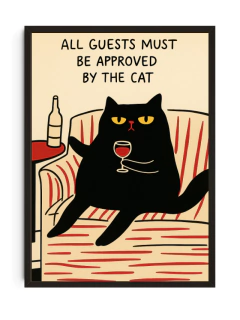 Cuadro Decorativo | All guests must be approved by the cat | 30x40cm Vidrio - comprar online