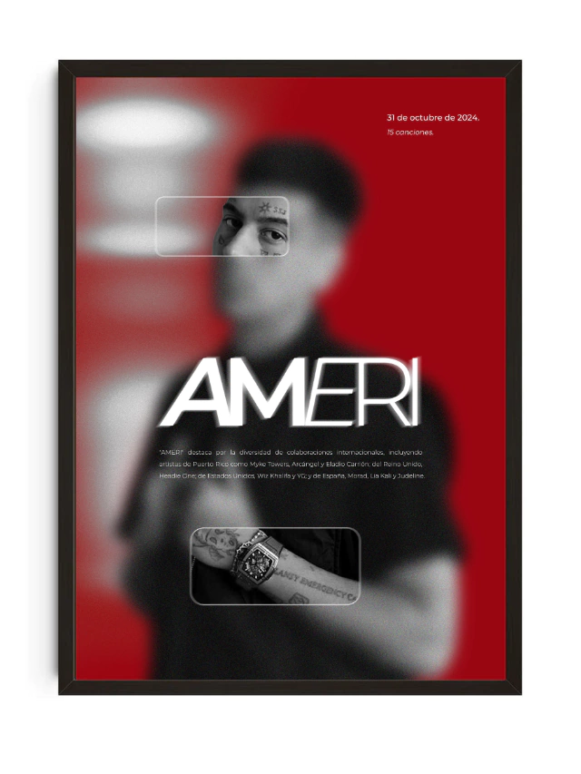 Cuadro Decorativo | Duki Disco Ameri | 30x40cm Vidrio