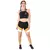 Conjunto Fitness Cropped Preto + Shorts Com Faixas Preto Com Branco e Amarelo REF: LX052