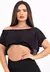 Blusa Feminina Transparente Tela e Cropped Preto Tomara que Caia - LX284