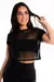 Blusa Cropped Preta Transparente Com Cropped Preto Tomara que Caia - LX299