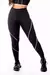 Calça Legging Fitness Academia Preta com Detalhe Lateral em Vivo Branco Cintura Alta REF: SV36