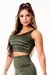 Top Cropped Fitness Academia Verde Militar com Vivo Branco REF: SV23 - comprar online
