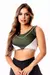 Top Cropped Fitness Academia Verde Militar com Branco Regata REF: SV43 na internet