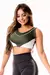 Top Cropped Fitness Academia Verde Militar com Branco Regata REF: SV43