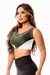 Top Cropped Fitness Academia Verde Militar com Branco Regata REF: SV43 - Zéshop