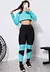 Conjunto Fitness Calça Legging + Cropped de Telinha Manga Longa com Detalhes em Azul Turquesa - LX147