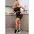 Conjunto Fitness Short Cintura Alta + Cropped Preto com Elásticos em X Racy REF: CCA4 - comprar online