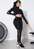 Conjunto Fitness Calça Legging com Elástico Racy e Tela Dry + Cropped Manga Longa Gola Alta Preto REF: FRD6 na internet