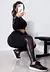 Conjunto Fitness Calça Legging com Elástico Racy e Tela Dry + Cropped Manga Longa Gola Alta Preto REF: FRD6