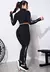 Conjunto Fitness Calça Legging com Elástico Racy e Tela Dry + Cropped Manga Longa Gola Alta Preto REF: FRD6 - comprar online