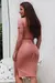 Conjunto Canelado Cropped Manguinha com Cadarços e Saia Tubinho com Fenda Lateral Rose - CJC1 - comprar online