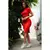 Conjunto Canelado Cropped Manguinha com Cadarços e Saia Tubinho com Fenda Lateral Vermelho - CJC1