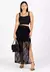 Conjunto Cropped e Saia de Renda com Fenda Lateral Preto - C0001