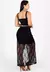 Conjunto Cropped e Saia de Renda com Fenda Lateral Preto - C0001 - Zéshop