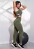 Conjunto Fitness Calça Legging Cintura Alta + Cropped Alcinha Verde com Elásticos Racy CCA5