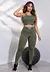 Conjunto Fitness Calça Legging Cintura Alta + Cropped Alcinha Verde com Elásticos Racy CCA5 - comprar online