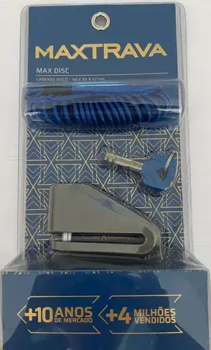 CADEADO DISCO CABO LEMBRETE/BOLSA PINO C/ 9,8MM MAXDISC Ref: 15010001 Marca: MAXTRAVA