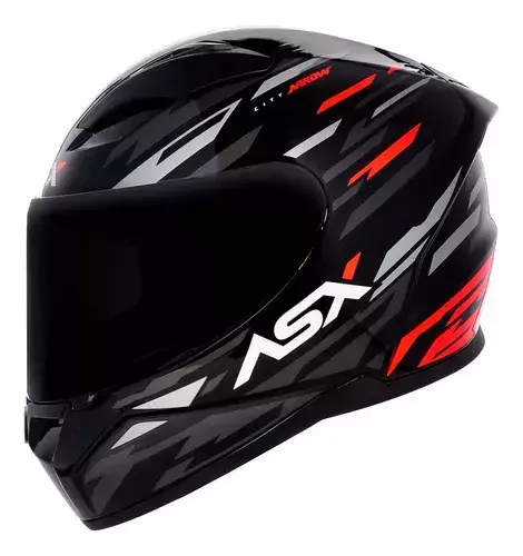 CAPACETE ASX CITY STORM BRILHO PRETO/CINZA/VERMELHO 58/M