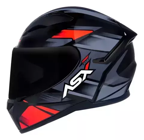 CAPACETE ASX CITY START BRILHO PRETO/VERMELHO/CINZA 58/M