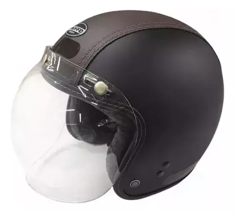 CAPACETE B-45 SEMI REVEST PTOF/MARROM58