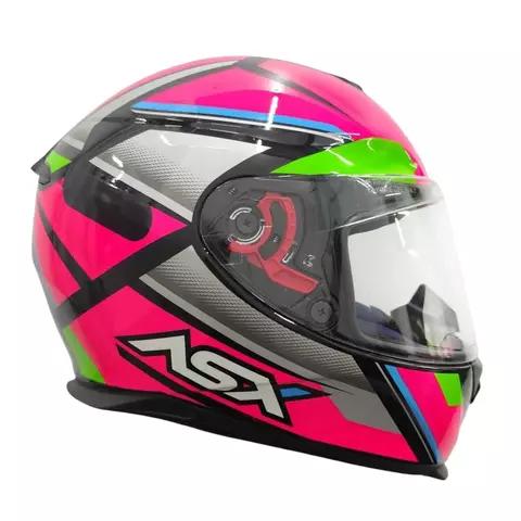 CAPACETE ASX EAGLE EXPLORER BRILHO PRETO/ROSA/PRATA 58/M