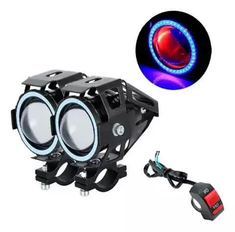 FAROL DE MILHA -OLHO DE ANJO AZUL (C/SUP/CHAVE E B