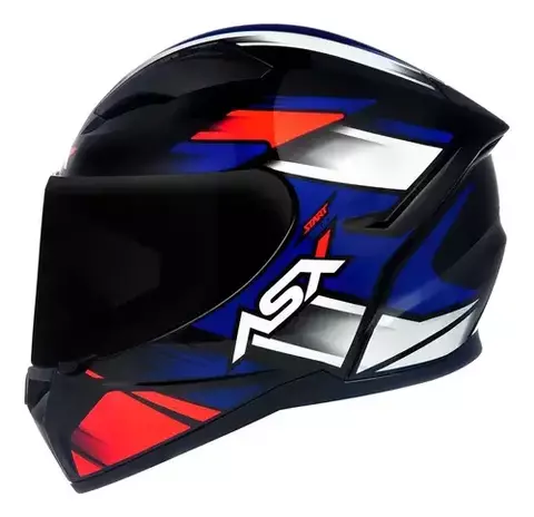CAPACETE ASX CITY START BRILHO PRETO/VERMELHO/AZUL 58/M