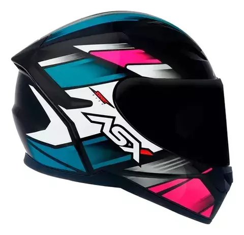 CAPACETE ASX CITY START BRILHO PRETO/TURQUESA/ROSA 56/S