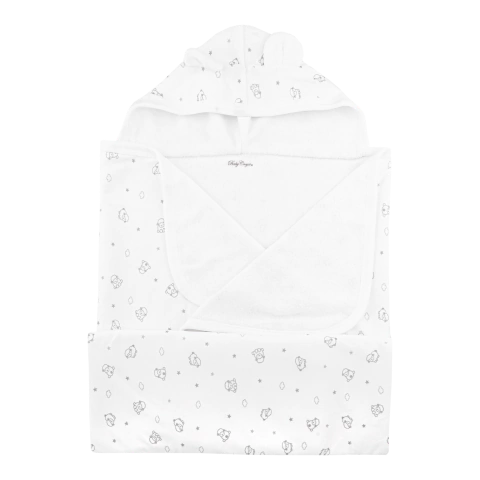 Baby Creysi Toalla de Baño con Capucha Doble Vista de Algodón Jersey y Toalla Absorbente Blanco