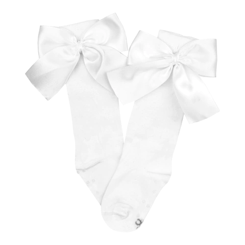 Baby Creysi Calcetas con Moño Coqueto y Suela Antiderrapante de Algodón Suave Blanco