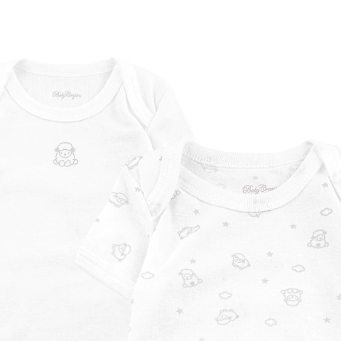 Baby Creysi Paquete de 2 Pañaleros de Manga Corta con Solapa de Algodón Suave Cárdigan Blanco