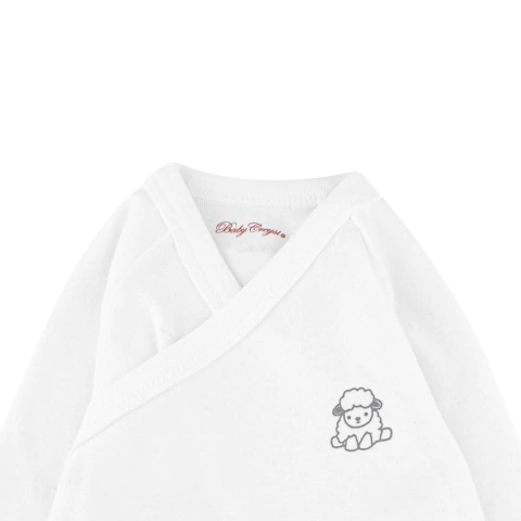 Baby Creysi Pañalero de Manga Larga Cruzado de Algodón Suave con Acabado Cárdigan Blanco