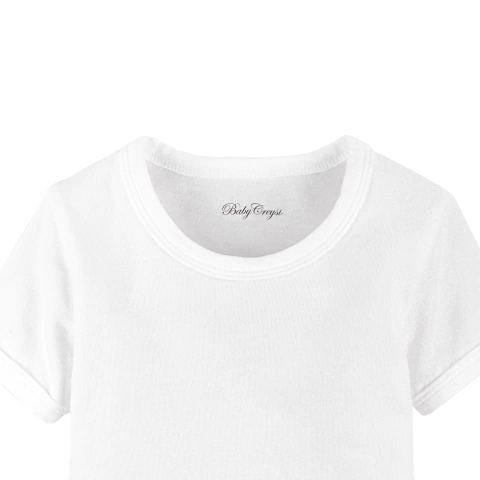 Baby Creysi Camiseta de Manga Corta para Bebé de Algodón Suave con Acabado Cárdigan Blanco