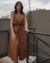 Saia Midi Evasê – Marrom - Miyō Moda Feminina e Semijoias