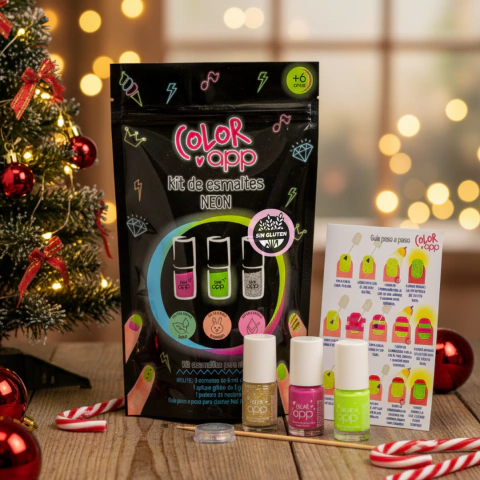 Juego Uñas NEON esmaltes infantiles sin gluten brillan en oscuridad - comprar online