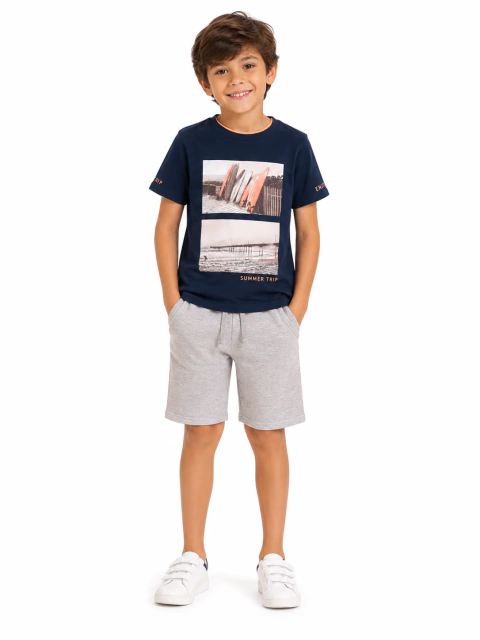 CONJUNTO INFANTIL MENINO CAMISETA E BERMUDA SUMMER TRIP MILON