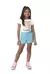 CONJUNTO INFANTIL MENINA BLUSA E SHORTS AZUL MALWEE
