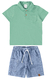 CONJUNTO INFANTIL MENINO CAMISA POLO VERDE E BERMUDA JEANS MALWEE - comprar online
